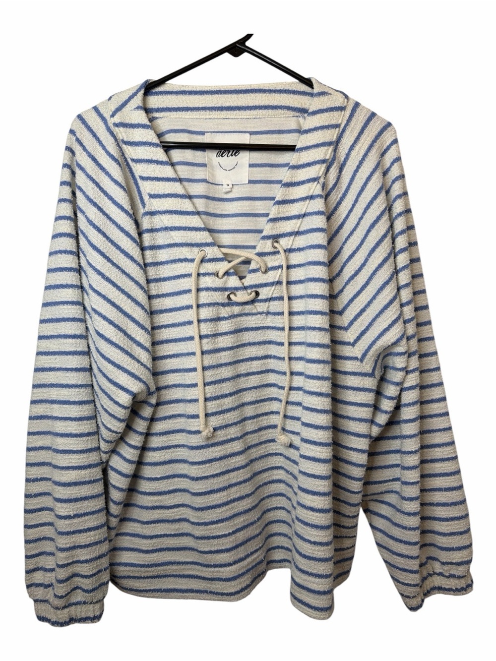 aerie White and Light Blue Striped Nautical Sweater